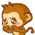 a cartoon monkey with a tail is covering its mouth with its hand .