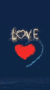 a blue background with a heart and the word love