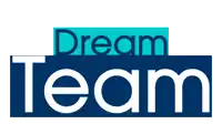 a blue and white logo that says dream team on it