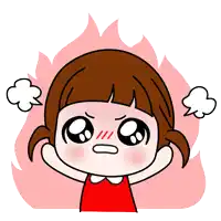 a cartoon drawing of a girl with steam coming out of her head