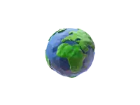 a low poly model of the earth with a blue ocean and green land