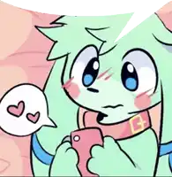 a cartoon drawing of a rabbit holding a cell phone