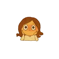 a cartoon drawing of a girl with big eyes covering her mouth