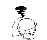 a black and white drawing of a girl with headphones on