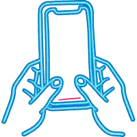 a neon sign of a person holding a cell phone with the words text here on it