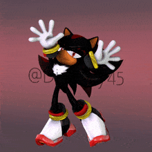 a picture of shadow the hedgehog with the number 45 on the bottom right