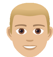 a man 's face with a smile on it