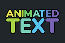 animated text is written in rainbow colors on a dark background