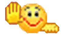 a smiley face with a hand behind it giving a high five