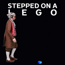 stepped on a lego poster with a man in a patriotic outfit