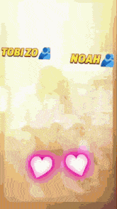 a picture of two hearts with the name tobizo and noah on it