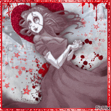 a picture of a girl in a purple dress with a red border and the caption picmix