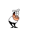 a pixel art cartoon of a man in a chef 's hat .