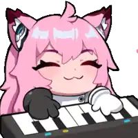 a cartoon girl is playing a piano with her eyes closed .