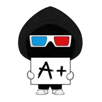 a person wearing 3d glasses is holding a sign that says a+