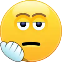 a yellow smiley face with a hand on its mouth
