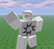 a white roblox character with a star on his shirt