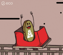 a cartoon drawing of a roller coaster with the word eco on the bottom right