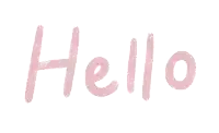 a white background with the word hello in pink letters