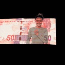 a south african bank note with a man on it