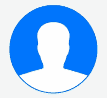 a blue circle with a white silhouette of a man 's head