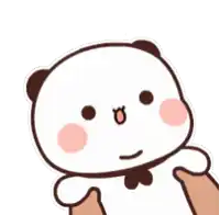 a cartoon panda bear with a bow tie is looking up .