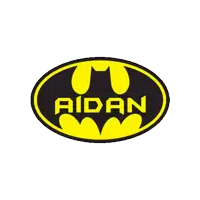 a batman logo with the name aidan written on it