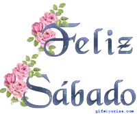 a gif of feliz sabado with pink roses