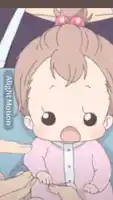 a baby is being held by a person with a sticker that says " alight motion " on it